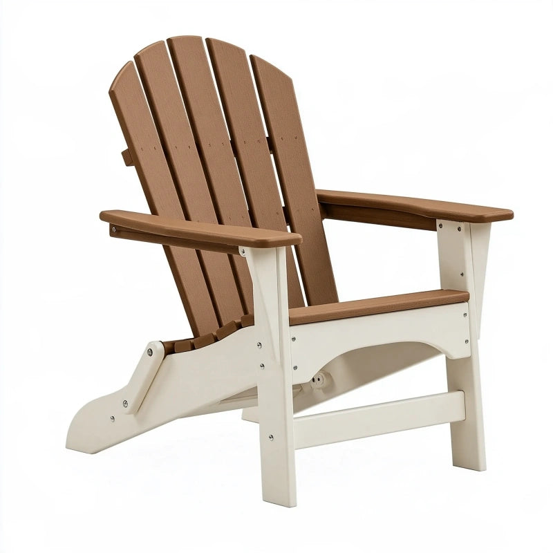 Adirondack Gartenstuhl 80 x 89 x 98 cm Kunststoff Braun Weiss mit breiten Armlehnen