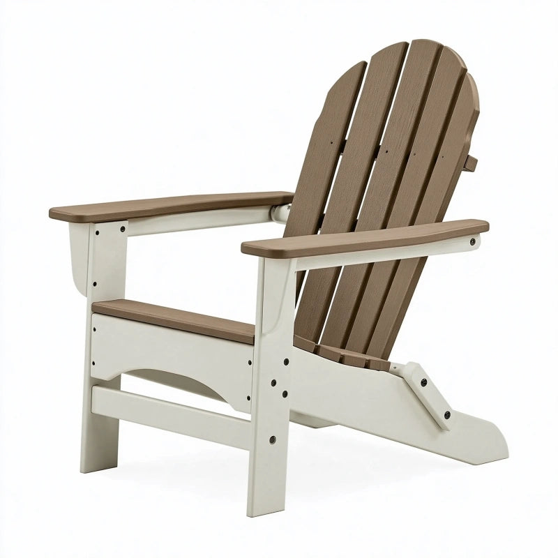 Adirondack Gartenstuhl 82 x 78 x 95 cm Holz Braun Weiss - mit breiten Armlehnen