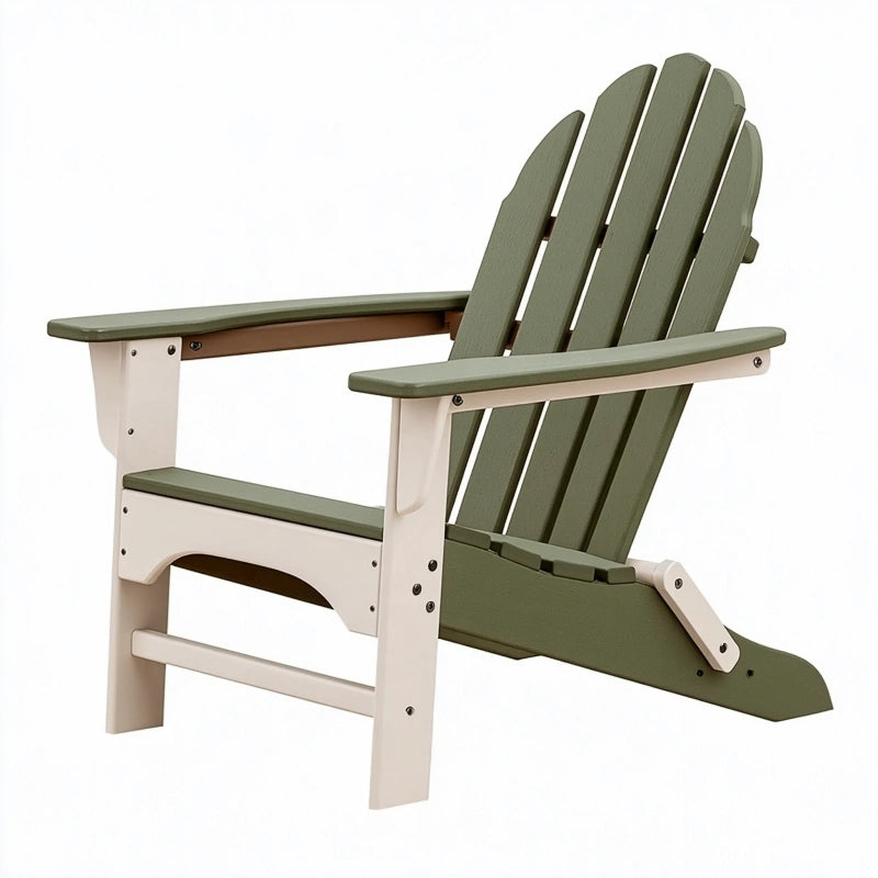 Gartenstuhl 86 x 80 x 95 cm aus Holz Grün Creme im Adirondack-Stil