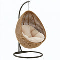 Hängesessel 105 x 105 x 195 cm aus Rattan in Naturbeige mit Metallgestell