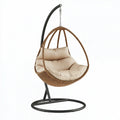 Hängesessel 105 x 105 x 195 cm Metall Kunststoffgeflecht Braun Beige mit Standgestell