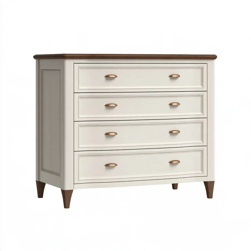 Kommode 120 x 45 x 95 cm Weiss/Dunkelbraun aus Holzwerkstoff mit 4 Schubladen im klassischen Stil