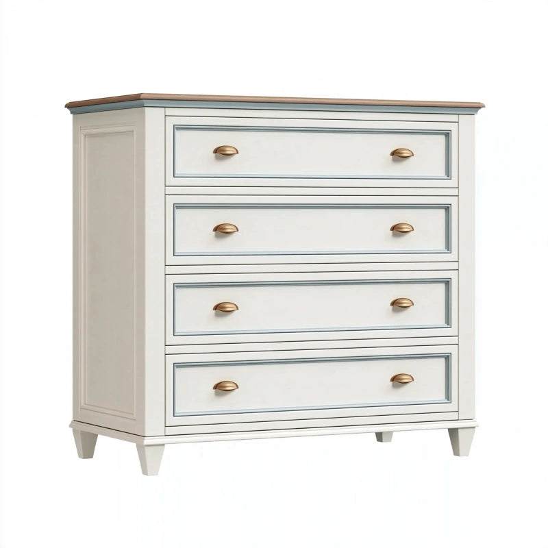 Kommode 100 x 45 x 95 cm Weiss Holzwerkstoff mit 4 Schubladen Landhausstil