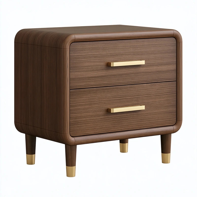 Nachttisch 55 cm Walnussbraun Holzwerkstoff mit 2 Schubladen und Metallgriffen