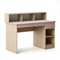 Schreibtisch 120 x 60 cm Holzwerkstoff Hellbeige Rosa mit Schubladen und Ablagefächern