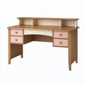 Schreibtisch 120 x 60 x 100 cm aus Holz Braun Rosa mit Ablage und vier Schubladen