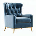 Ohrensessel 82 x 88 x 108 cm aus blauem Textil mit Knopfheftung