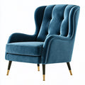 Ohrensessel 82 x 90 x 108 cm Samt Blau für Wohnzimmer mit hoher Rückenlehne