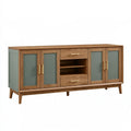 Sideboard 160 cm Holzoptik mit Glastüren und Schubladen im Mid-Century-Stil