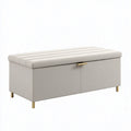 Truhenbank 120 x 45 x 45 cm mit Textilbezug in Beige gepolstert