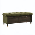 Sitzbank 120 x 45 x 50 cm Olivgrün Samt mit Stauraum und Schranktüren