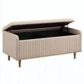 Aufbewahrungsbank 120 x 45 x 50 cm Beige Stoff mit Klappdeckel