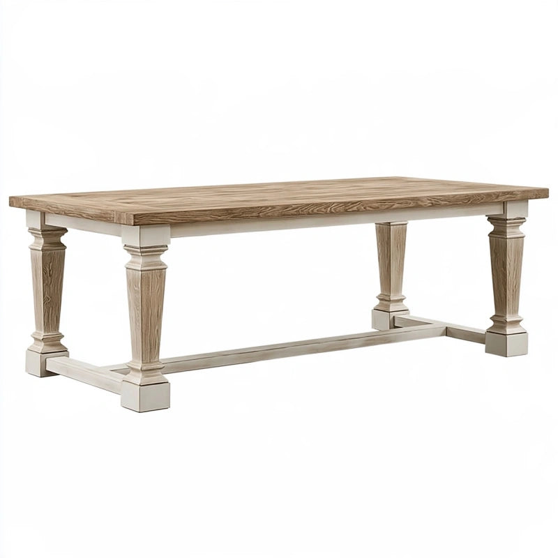 Esstisch 200 x 100 x 76 cm aus Holz in Naturweiss im Landhausstil