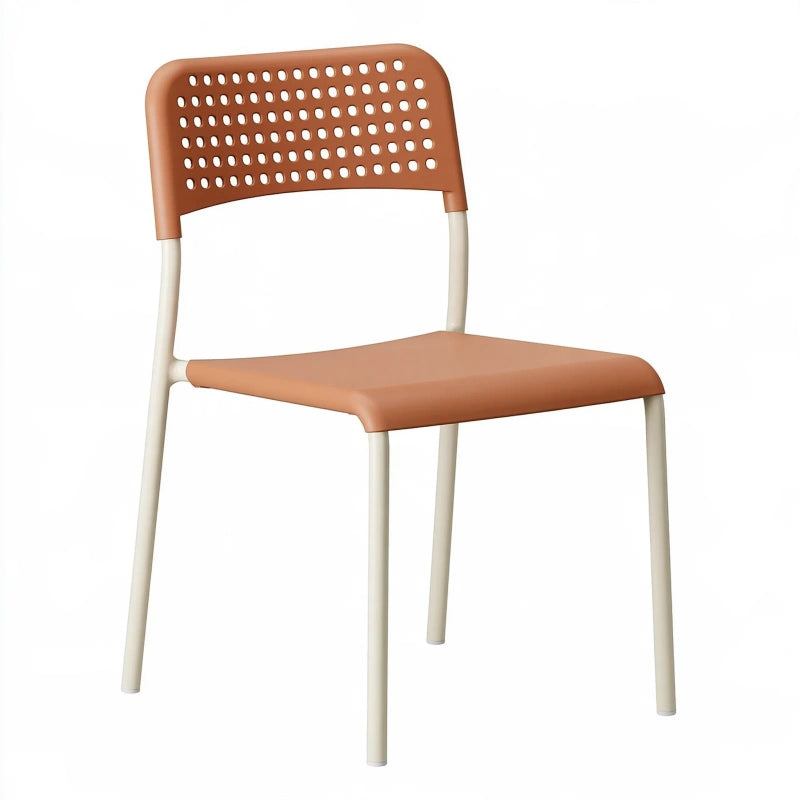 Stuhl 52 x 54 x 82 cm Kunststoff und Metall Terrakotta Creme mit perforierter Rückenlehne
